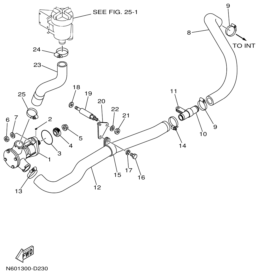 Yamaha ME422STIP2 (N601)STIP1(N611) SEA WATER PUMP 1 parts diagram